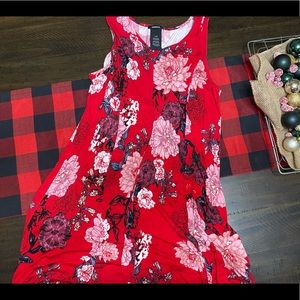 Premise, Size L, Red Floral Tank Dress